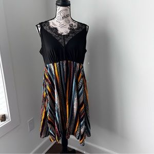 SHEIN Curve 0XL serape aztec southwest summer dress with lace up top